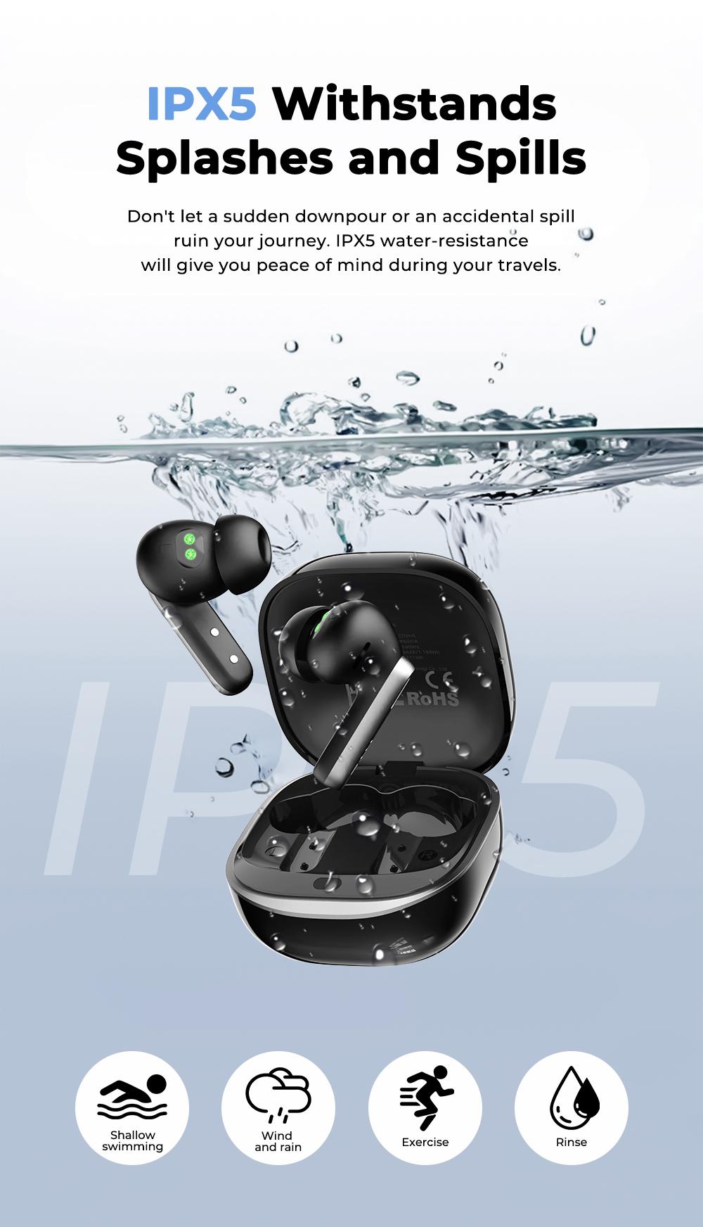 HTC Earbuds Wireless Earbuds, Bluetooth 6.0 Earphones, Heart Rate Monitoring Earbuds, Sports Headphones With Microphones, LED Display High Fidelity, Suitable for Office, Sports, Study and Audio Calls, Active Noise Cancellation