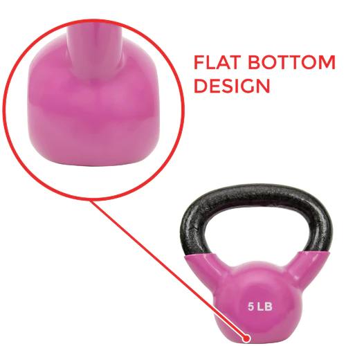 Sunny Health & Fitness Vinyl-Coated Cast Iron Kettlebell 5-25 lbs Adjustable Dumbbells Set for Home Gym Workout Smooth Wide Handle Flat Bottom Non-Slip Grip Strength Training