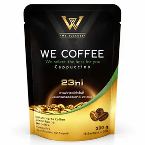 WE Coffee Instant Herbs Mixed Powder 23in1 Natural Cappuccino Arabica 300g w/ Goji Berry Moringa Collegen Ginseng coenzyme Q10 Lutein L-theanine L-arginine