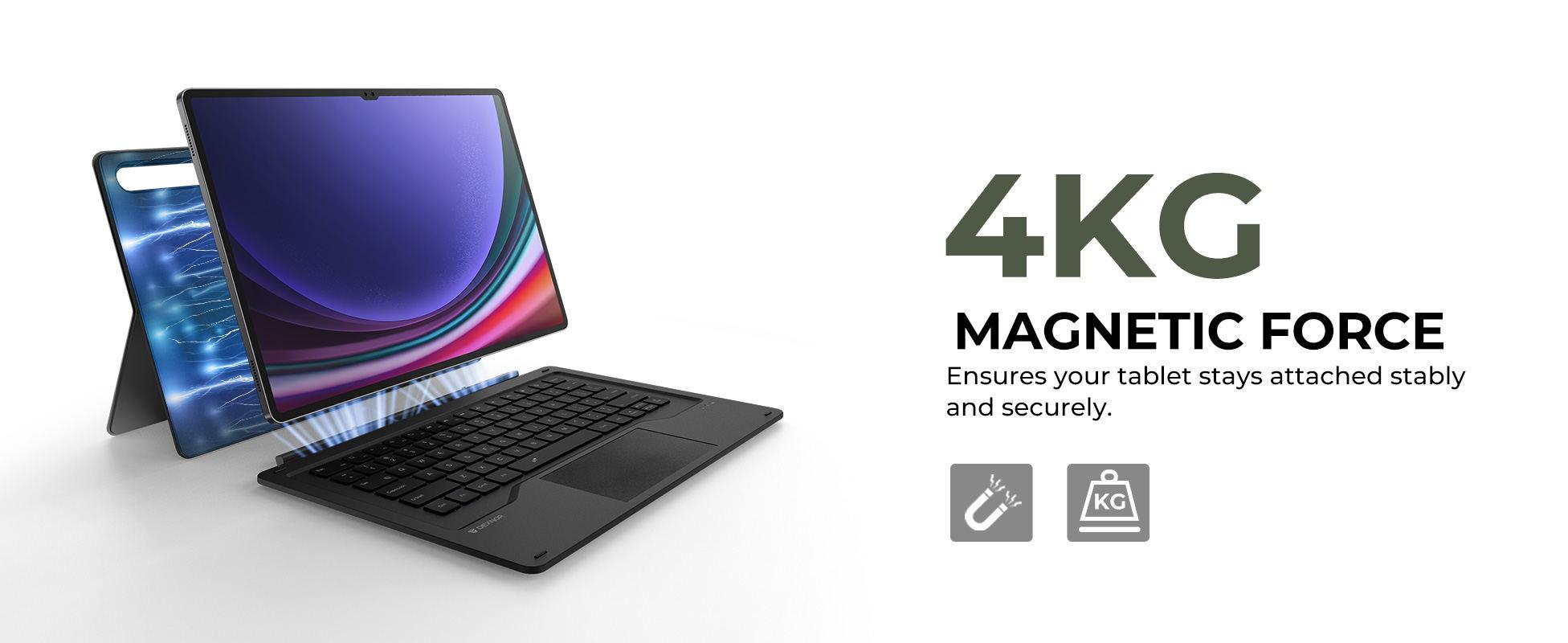 Dexnor Keyboard Case for Samsung Galaxy Tab S10 Ultra/ S9 Ultra - Magnetic Detachable Book Cover Style Keyboard with Multi-Touch Trackpad, Wireless, Backlit, S Pen Holder