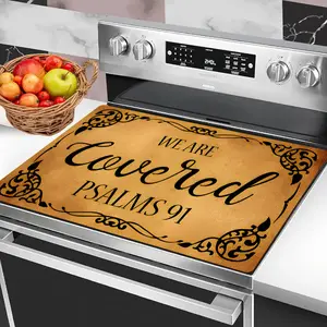 1pc We Are Covered Psalms 91 Inspirational Religious Quote Decorative Kitchen Stove Cover Protector |   Easy to Clean for Kitchen, Washing Machine, Dryer, Stovetop Panel Protector