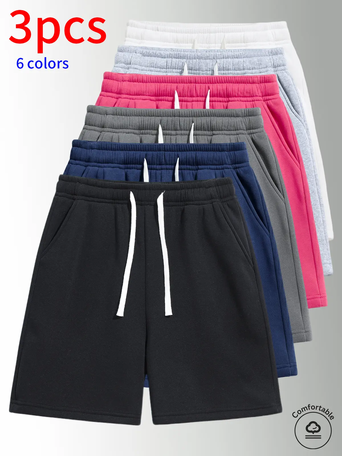 3-Pack ，men’s shorts: drawstring 5‑inch shorts, running athletic shorts—breathable and comfortable. Suitable for summer daily commuting/work, outdoor running, holiday leisure. Simple solid colors that are easy to match; suitable for both men and women.