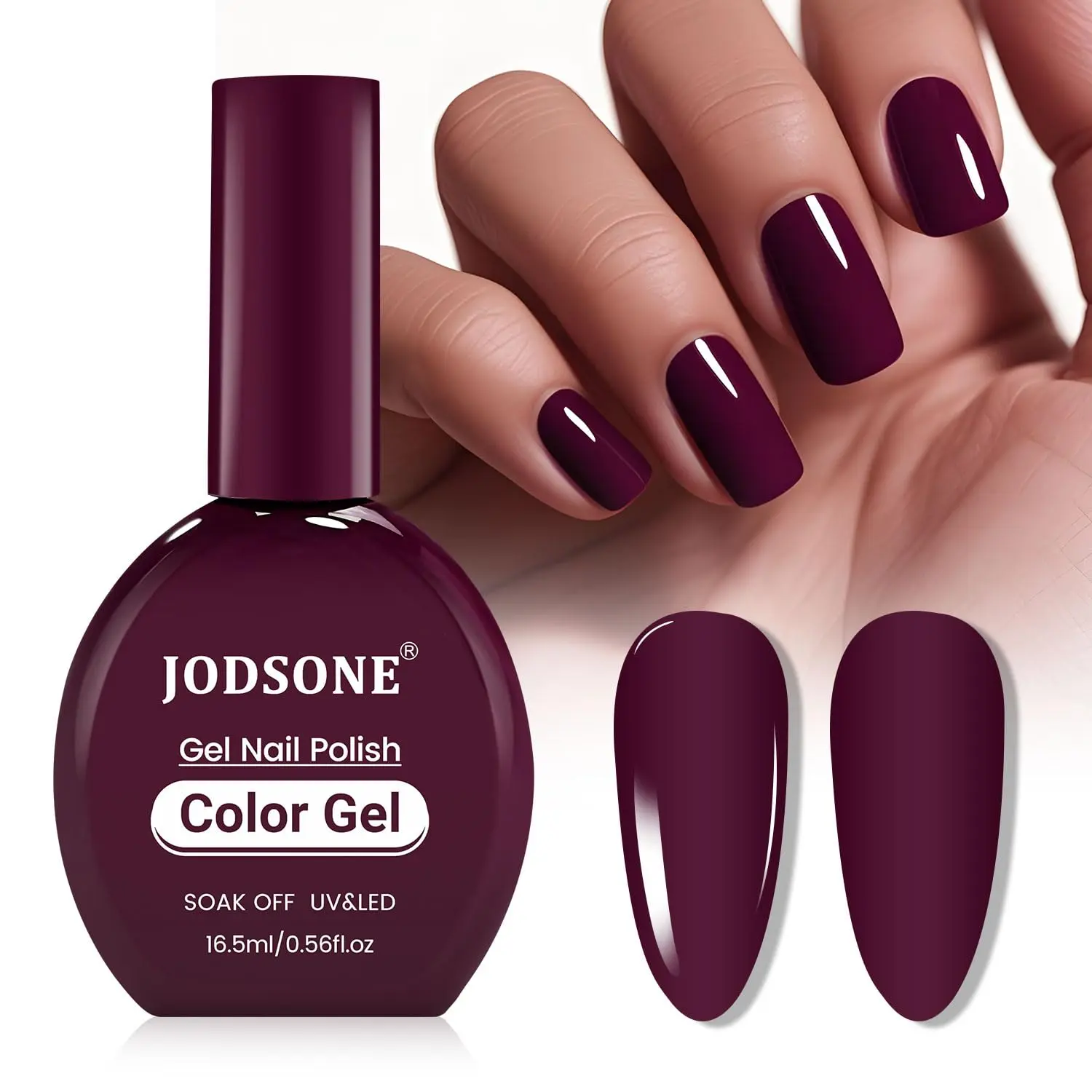 (Need to Cure With a Nail Lamp)JODSONE 16.5ml Same Color Same Bottle Gel Nail Polish Burgundy Glossy Long Lasting Elegant Noble Girl Women's Holiday Gift