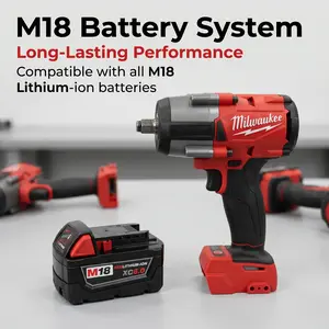 Milwaukee M18 FMTIWF12 Mid-Torque Impact Wrench for Automotive Mechanics and Heavy Suspension Repair 18V Cordless Half Inch Friction Ring Power Tool with 738 ft-lbs Breakaway Torque and Four Speed Modes