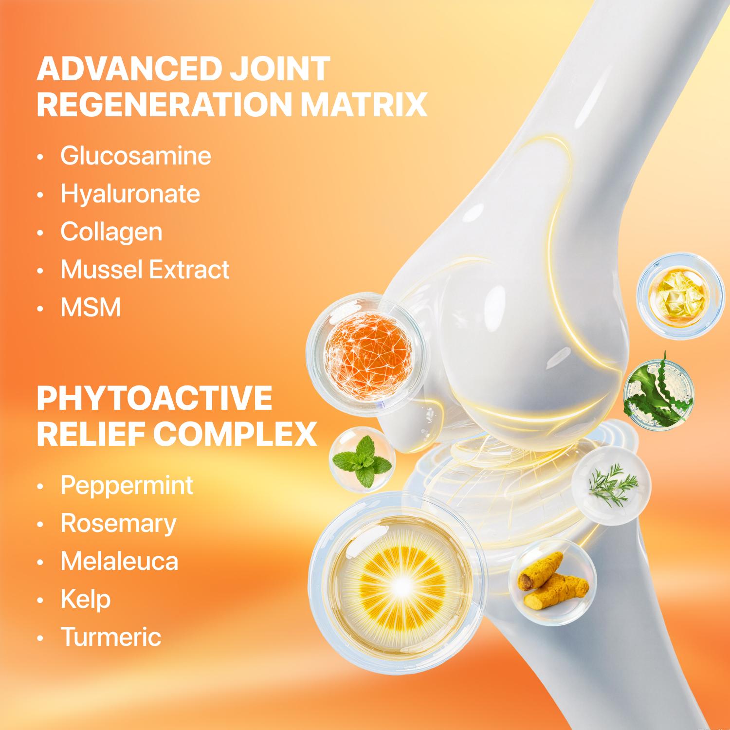 UBIOSKA Joint Soothing Massage Gel Cream 100ml | With Glucosamine, Chondroitin, Hyaluronic acid, Menthol, Turmeric and MSM | Ideal For Neck, Shoulder, Back, Knee, Foot, Muscle Comfort | Portable, Travel-Friendly