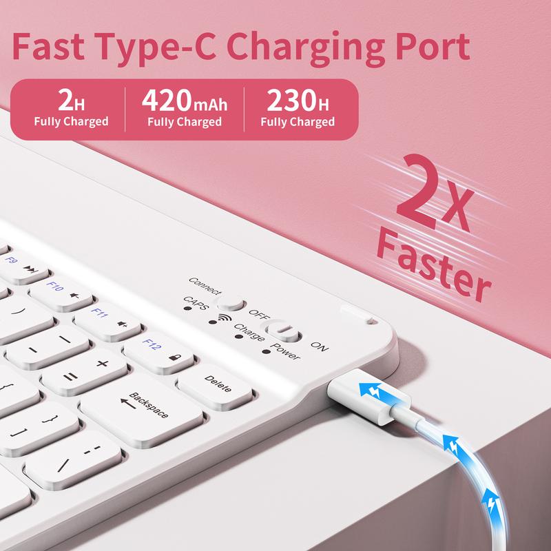 Keyboard Case for iPad 11th Generation 2025 A16, 10th Gen 2022, Air 11-inch 7th/6th/5th/4th Gen 10.9-inch & 7th/8th/9th Gen | Soft TPU Back Cover with Pen Holder & Magnetic Detachable Wireless Bluetooth Keyboard | Protective for Multiple iPad Models