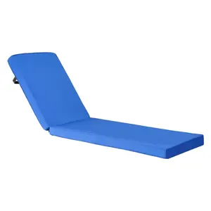 VEVOR Chaise Lounge Cushion, 72 x 21 x 3 in, Outdoor Lounge Chair Cushions, Waterproof & Fade-Resistant, Sun Lounger Replacement Cushions with Ties, Patio Lounger Pads for Pool Deck Lawn, Blue