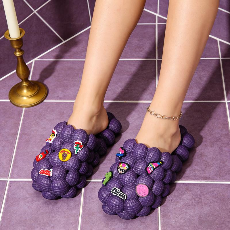 Lumubby Unisex Bubble Slide Summer "Poop Feeling" Grape Slippers Trendy EVA Anti Slip Home Massage Foot Soles for Bathing in the Shower Unisex Orange 3D Bubble Look Cloud like Comfort Footwear Women Shoe Soft
