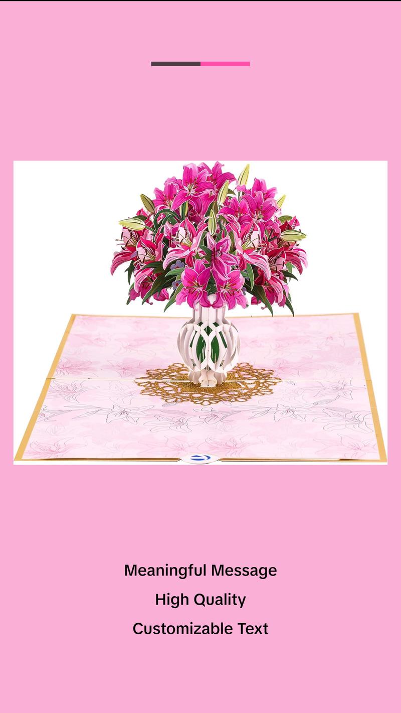 TRUANCE Pop up Card - Pink Lily Bouquet Flowers for Mother'S Day, Fathers Day, Anniversary, Birthday, Love, Valentine'S, Thank You, All Occasions TRUANCE