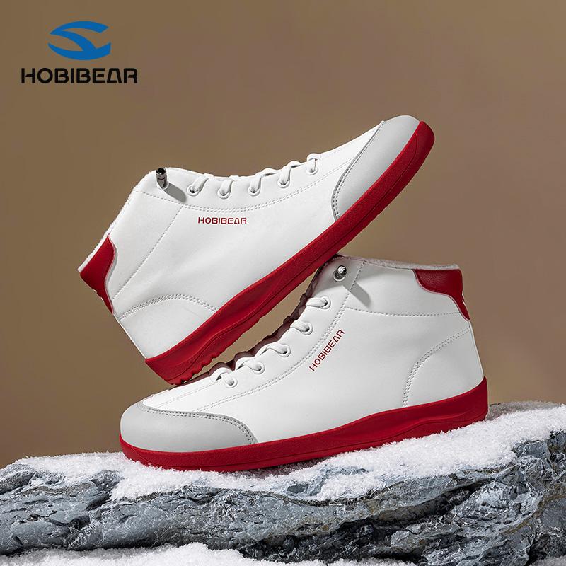 HOBIBEAR Spring/Autumn Wide Fit Synthetic Leather Mid-Top Sneakers with Plush Lining - Women's Flat Shoes