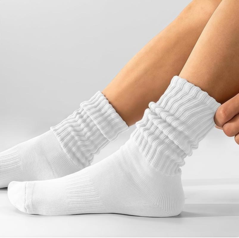 3-Pack Women's Knee-High Socks: Retro Solid-Color, Loose-Fit Mid-Calf Socks - Cotton Casual Sports Socks - Thick Ribbed, Comfortable, Loose-Fit Socks - Moisture-Wicking and Breathable - A Must-Have for Everyday Outfits