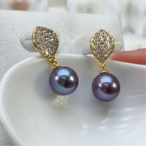 [Quick sale] Pearl Earrings Edison demon purple