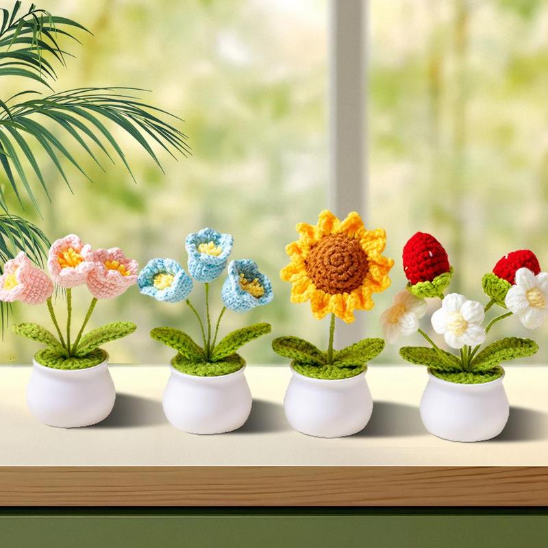 TTZZ Handmade Crochet Bouquet Potted Flowers, Artificial Flower Potted Plant, Knitted Artificial Forever Flowers with Exquisite Pot Decor Decorative Fruit Decoration Gift Ornaments TTZZ Handmade Crochet Bouquet Potted Flowers, Artificial Flower Potted Plant, Knitted Artificial Forever Flowers with Exquisite Pot Decor Decorative Fruit Decoration Gift Ornaments