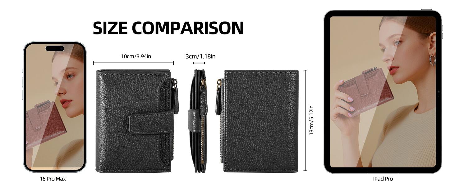 GSOIAX RFID Credit Card Holder, Women's Genuine Leather Coin Pocket Card Holder for Daily and Back to School Use, Perfect for Mother's Day Gift, Girlfriend Gift, Women's Wallet