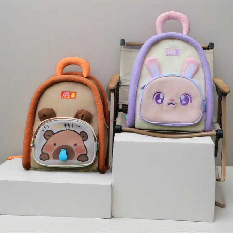 Uiuikumo #481 Capybara Double Shoulder Bag Cute Capybara Backpack Waterproof Dirt-resistant Adorable Schoolbag