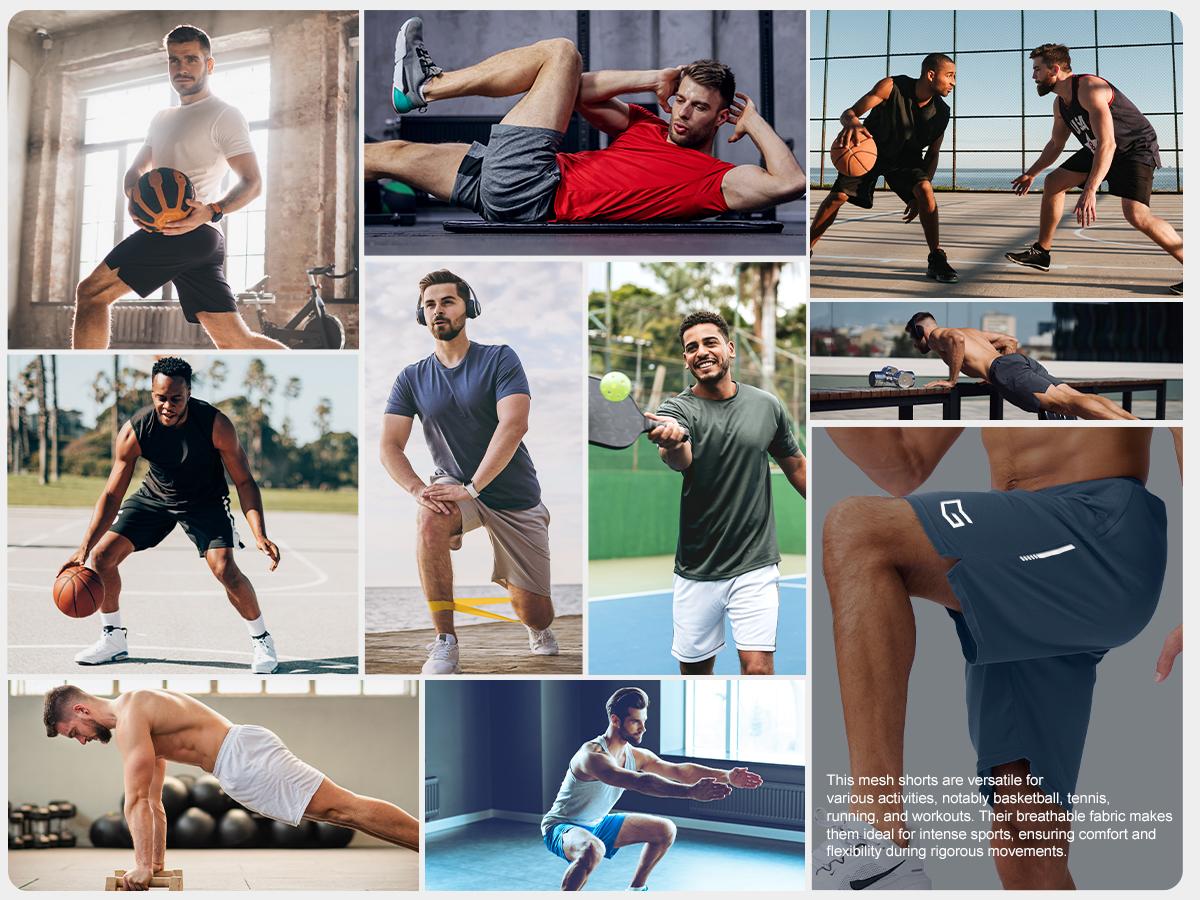 [Clearance] G Gradual Men's Gym Shorts with Zipper Pockets 5"/7"/10" Basketball Shorts Breathable Athletic Mesh Lightweight Quick Dry Shorts for Workout Running Tennis