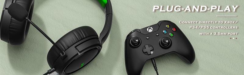 Gaming Headset BG02 with Mic for Xbox Series X S Xbox 1 PS4 PS5 PC NS,Wired Headphones,50mm Stereo Sound,3.5mm Jack, Black Friday Deal for Gamers