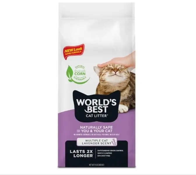 WORLD'S BEST CAT LITTER Multiple Cat Lavender Scented 8-Pounds - Natural Ingredients, Quick Clumping, Flushable, 99% Dust Free & Made in USA - Calming Fragrance & Long-Lasting Odor Control