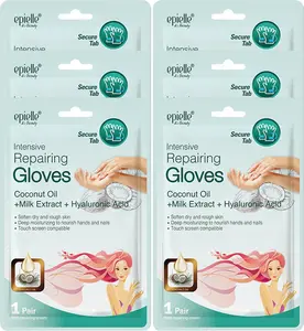 Epielle Intensive Repairing Hand Mask 6 Pairs, Renew and Soften with Coconut Oil & Milk Extract, Deep Moisturizing Gloves for Dry, Cracked Hands, Self Care Gifts for Women, Spa Kit, Stocking Stuffers