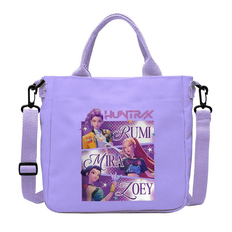 K-Pop Demon 2 Hunter Shoulder Bag – Cute Cartoon Rumi, Mira & Zoey Print Crossbody Tote, Large Capacity Gift Bag