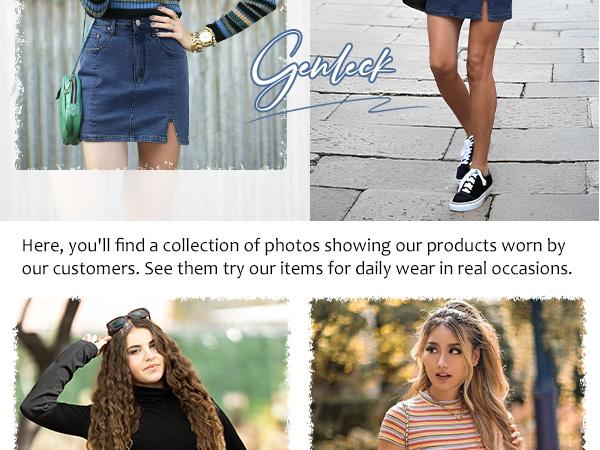 Genleck Women's High-Waisted Denim Skort | Built-in Shorts & Side Slit Skirt Womenswear Fitted Button skirts