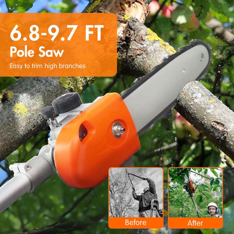 NEOTEC 26cc/52cc Multi Functional Trimming Tools Set with 31.5-inch Extension Pole String Trimmer Hedge Trimmer Brush Cutter Edger Pole Saw for Lawn & Garden Cutting