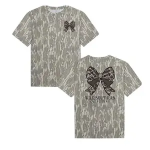 Retro Camo Bow Hunting Camo Shirts – Southern Style Cotton Shirt for Women, Perfect for Casual Wear, Camo T-shirt, 3D Camo T-Shirt, 3D Camo Style T-Shirt, 3D Camo Shirt