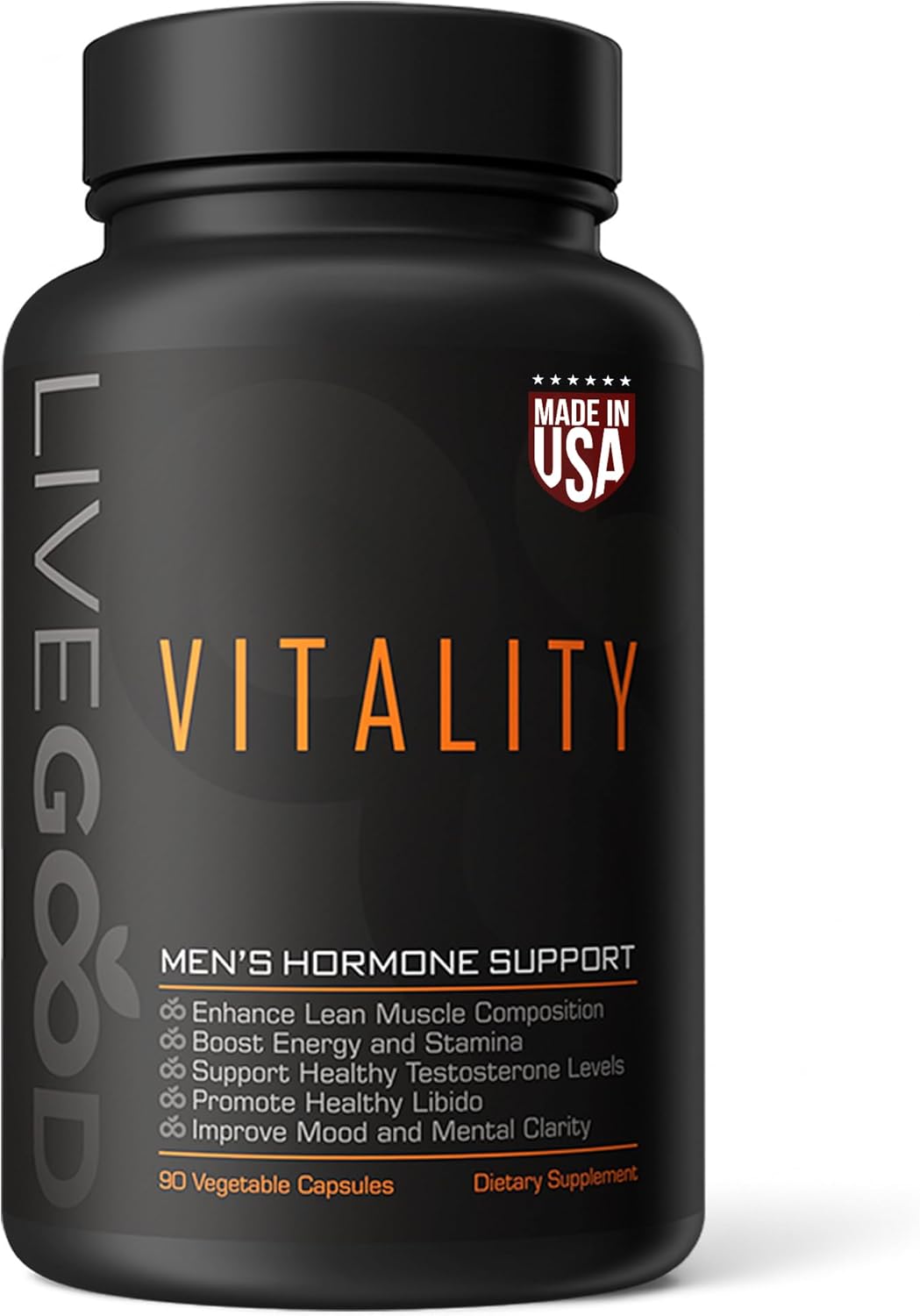 LiveGood Vitality | Plant-Based Daily Wellness Formula with Zinc & Niacin | Non-GMO, 90 Capsules