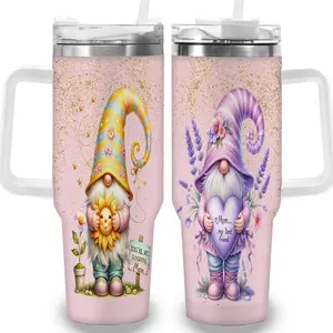 1pc 40oz Cute Gnome Art Tumbler with Lid, Insulated Travel Mug, Gift for Women Men, Ideal for Halloween, Independence Day, Memorial Birthday Gift, Coffee Cup, weird stuff
