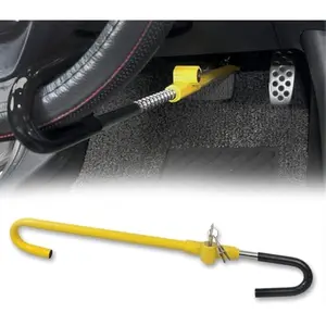 Bright Yellow Car Anti-Theft Lock – Steering Wheel & Brake Pedal Security Device, Universal Fit, Visible & Easy-to-Use Anti-Theft Protection