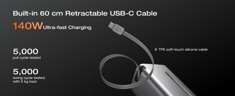 【Free 5kmah Qi2 power bank】ECOFLOW Rapid Pro Power Bank (27650mAh, 300W Max Output, 140W Built-in Cable), 4-Port Portable Charger, TSA-Approved, Up to 320W Recharge, Compatible with MacBook, iPhone 17/16/15, Galaxy, Laptop