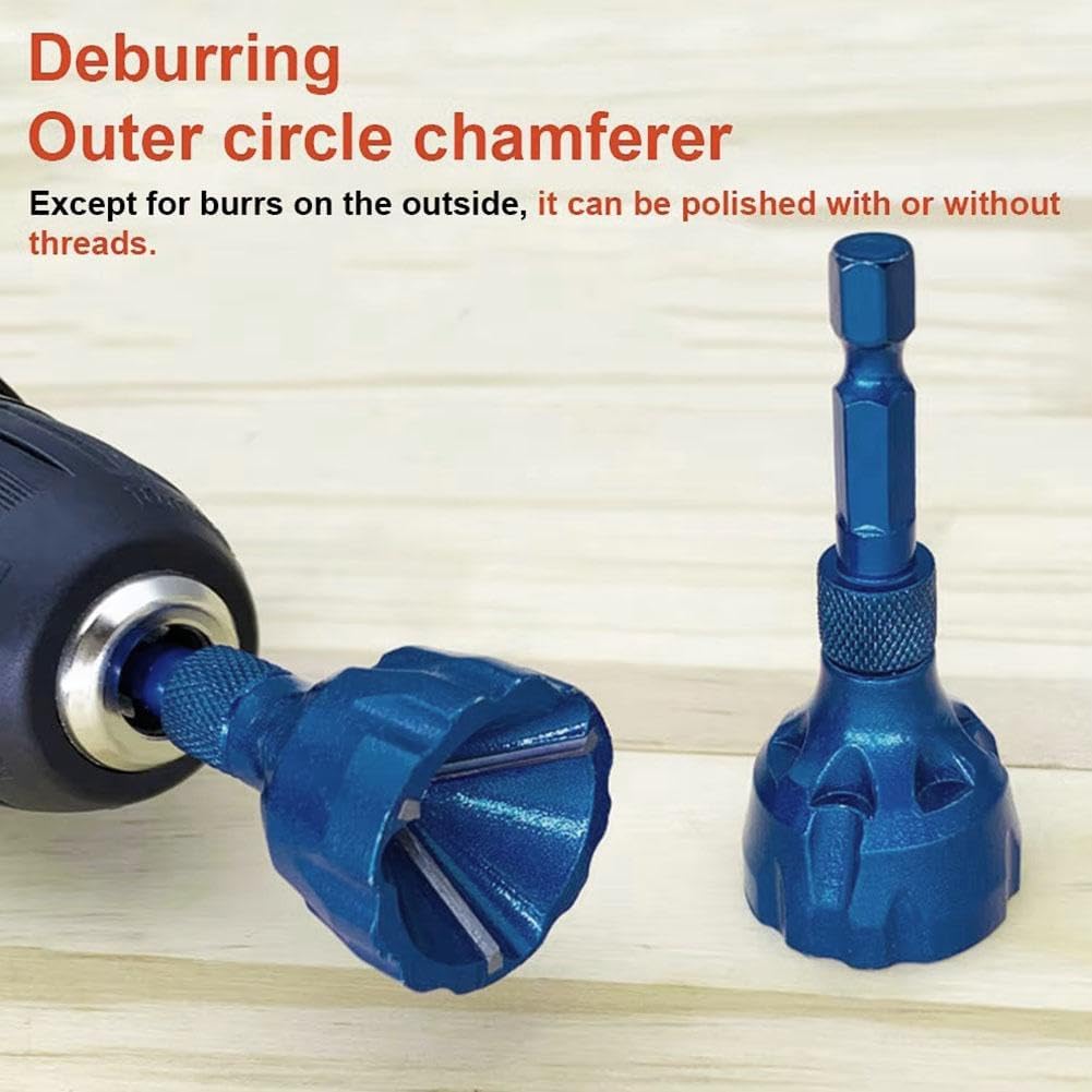 VAYWET Deburring External Chamfer Tool with Tungsten Carbide Blade, Deburring Drill Bit Attachment, Remove Burrs for Copper Steel Aluminum, Bolt Thread Repair Tool Quick Release 1/4" Hex Shank 1/8"-3/4" (3mm-19mm) uitable for Drill Drivers Hardware Tools VAYWET Deburring External Chamfer Tool with Tungsten Carbide Blade, Deburring Drill Bit Attachment, Remove Burrs for Copper Steel Aluminum, Bolt Thread Repair Tool Quick Release 1/4" Hex Shank 1/8"-3/4" (3mm-19mm) uitable for Drill Drivers Hardware Tools