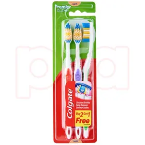 Colgate Premier Clean Soft Toothbrush Manual Brush 3 Pack