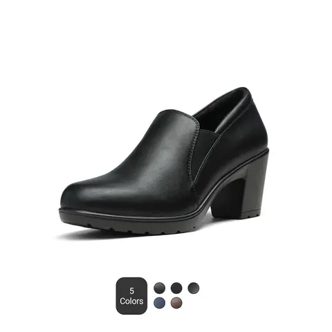 DREAM PAIRS Women's Heeled Dress Loafers Pumps - 2.75 in Heels for Women, Slip-On Walking Shoes with Soft Latex Padded Insole, Lightweight Sole for Long Workdays, Casual Professional Wear