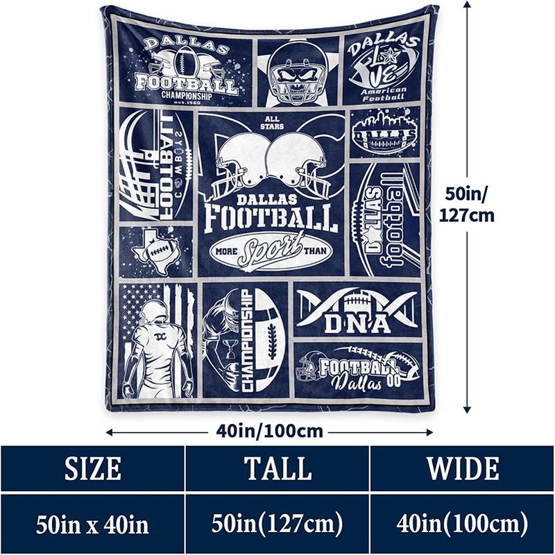 Dallas Ultra Soft Flannel Blanket ,Suitable for Sofa Bed, Office, Four Seasons Warm Plush Blanket, Home Decor Football Team Fan Gift Blanket