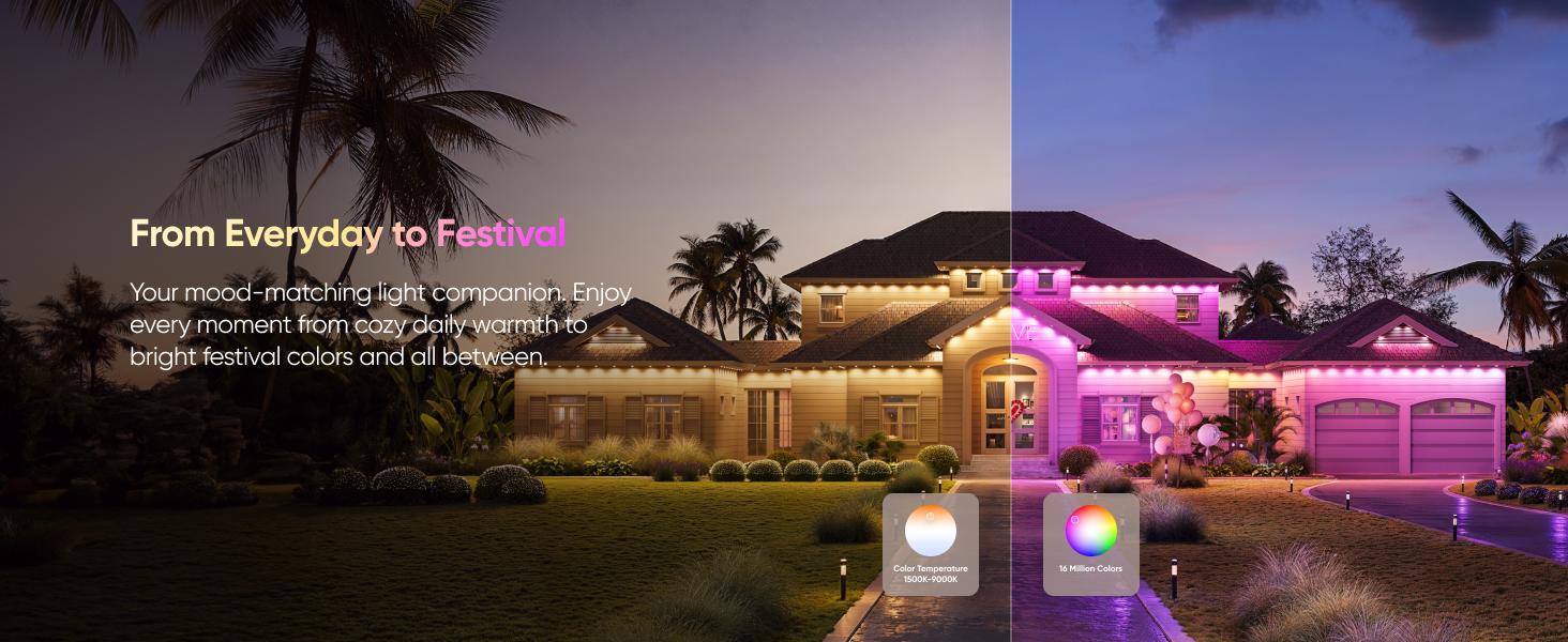 [LIVE ONLY] eufy Security Permanent Outdoor Lights E22 100ft with 60 Triple-LED Lights Smart RGBWW Lights Daily and Festive Up to IP67 Waterproof AI Lighting Themes for Christmas APP Control
