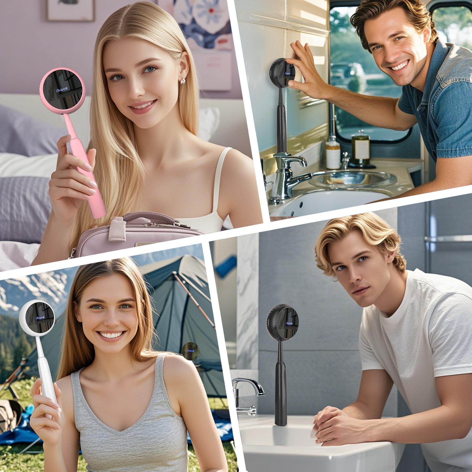 iHave Toothbrush Sanitizer and Holder – UV Disinfection & Heated Drying Combo, Wall-Mounted Toothbrush Organizer with Heat-Dry Function, Travel Toothbrush Holder for Wall, Toothbrush Sanitizer and Holder & Bathroom Organizing Case for RV & Home,Pink - B