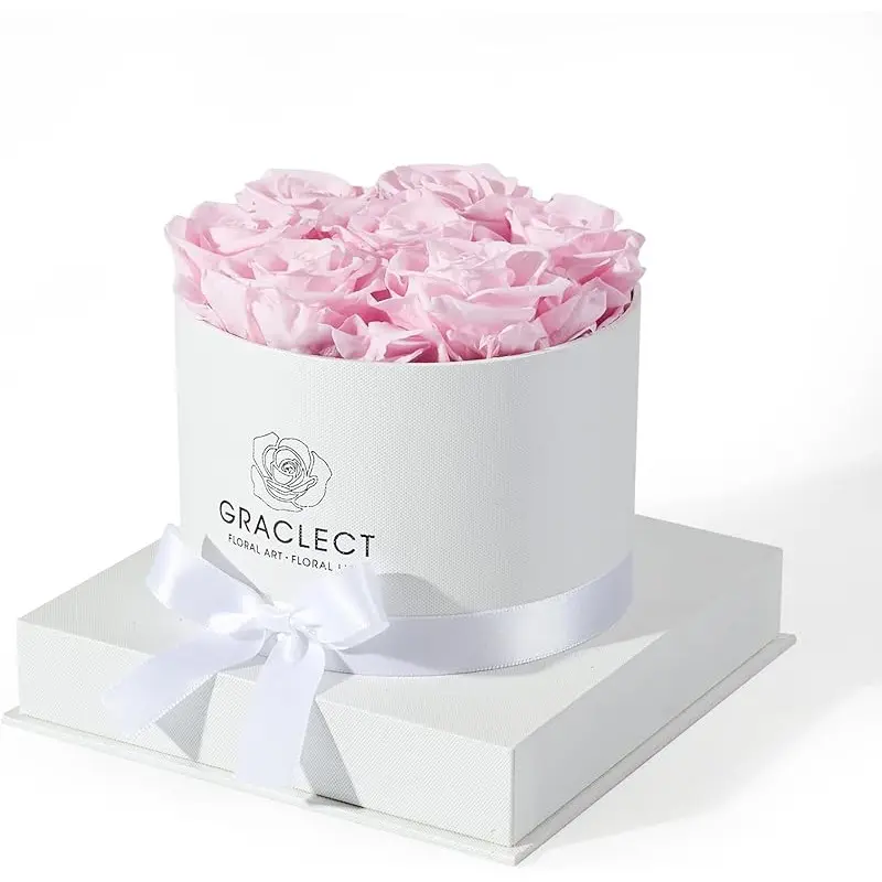 Pink Roses in White Box
