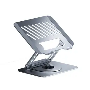 2-in-1 Adjustable Laptop Stand with Detachable USB Docking Station, Ergonomic Aluminum Laptop Riser with USB Hub for Office Desk Setup