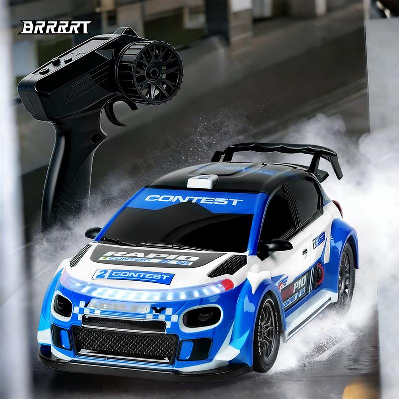 BRRRRT Mini Remote Control Rally Car, Realistic Design with 4WD System, All-Terrain Performance, Shock-Absorbing Structure, Equipped with Sound and Light Effects, Includes Rally and Racing Tires — Perfect RC Toy for Kids and Adults