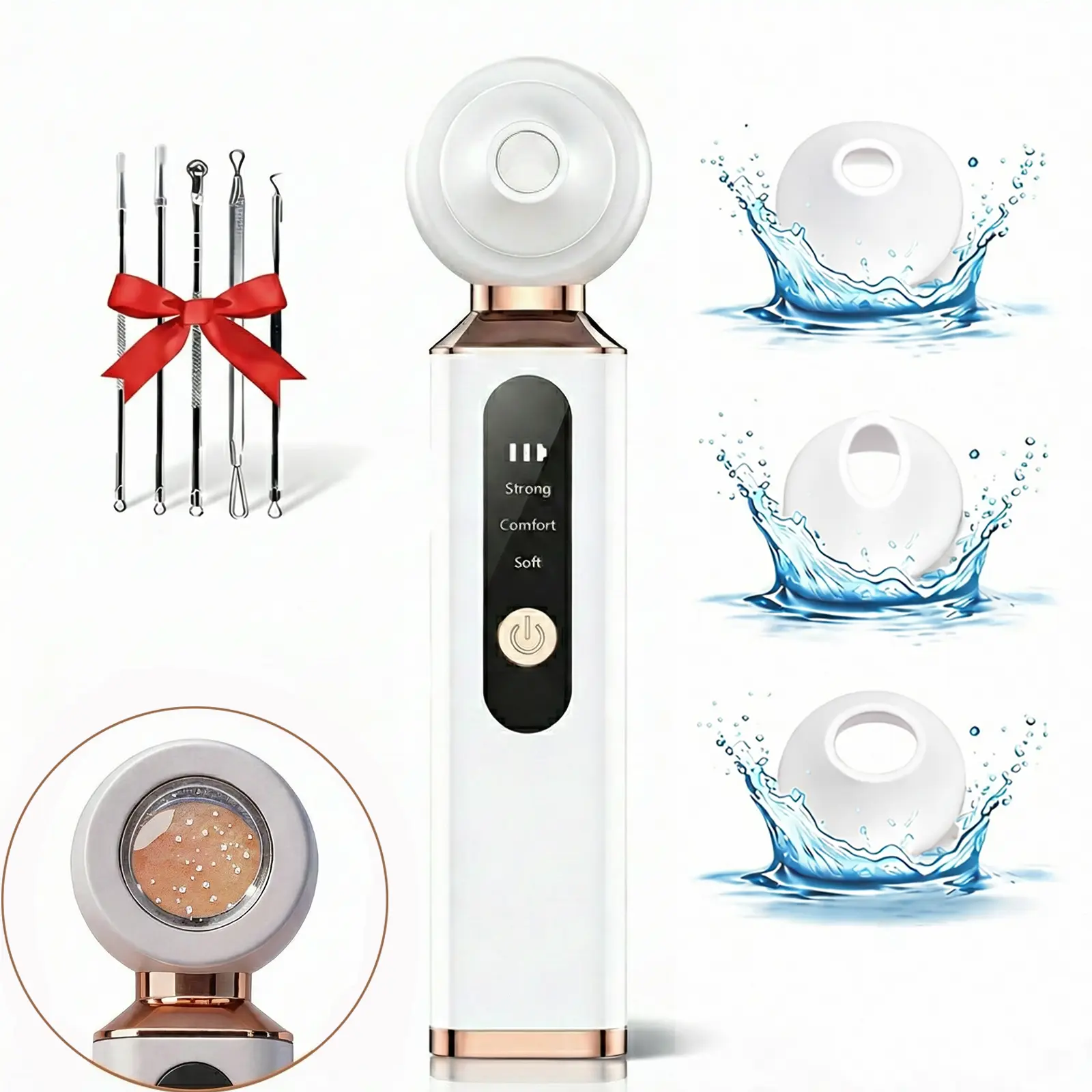 Visual Pore Vacuum Blackhead Remover with 5X Magnifier & LED Light, Rechargeable Face Care Tool with 3 Suction Heads for Facial, Nose & Sensitive Skin, Blackhead Tools, Face Care Products, Pore Vacuum Cleaner, Skin Care Tool