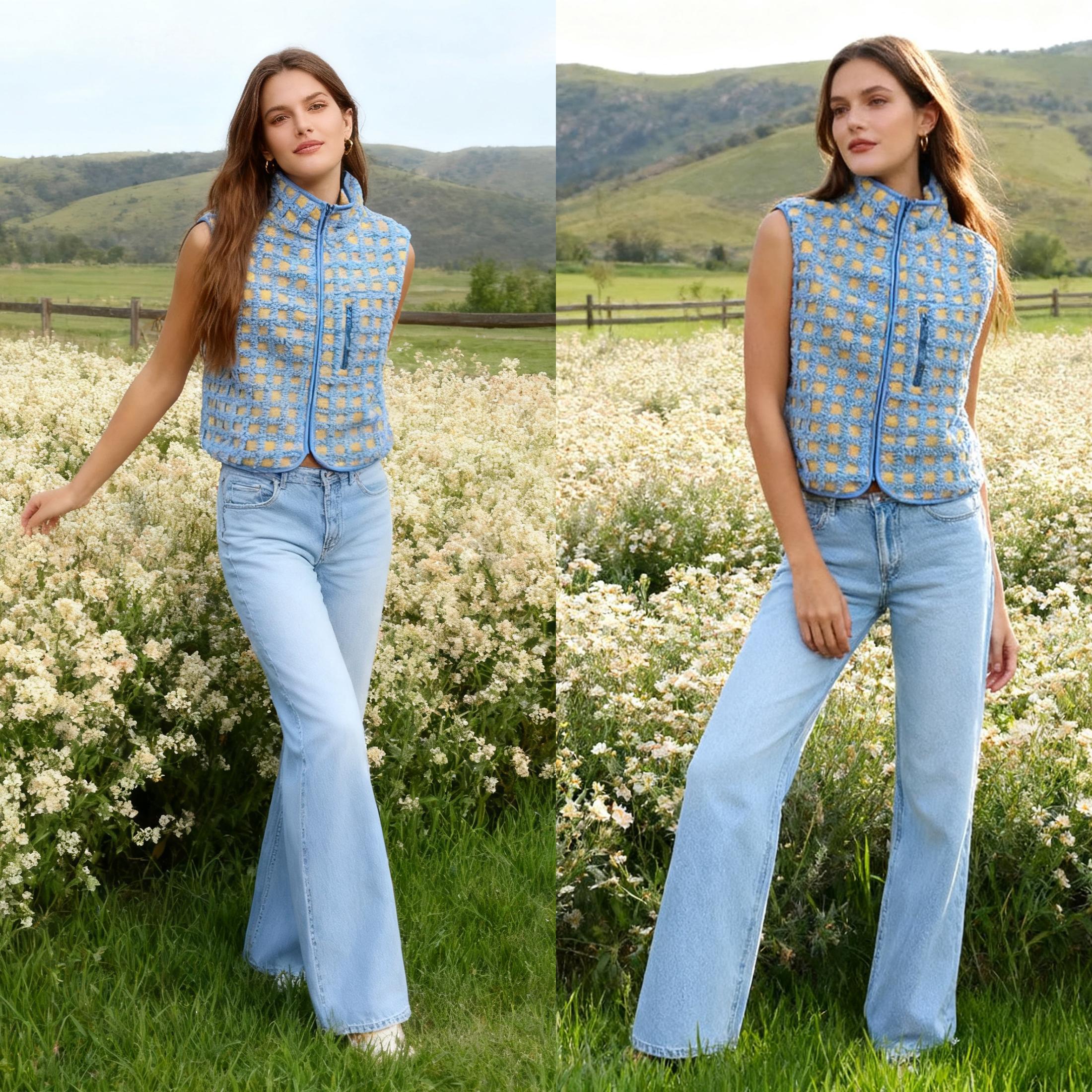 Mundoven Womens Checkered Sherpa Vest Fleece Fuzzy Zip Up Sleeveless Jacket Casual 2025 Winter Warm Outwear Mundoven Womens Checkered Sherpa Vest Fleece Fuzzy Zip Up Sleeveless Jacket Casual 2025 Winter Warm Outwear