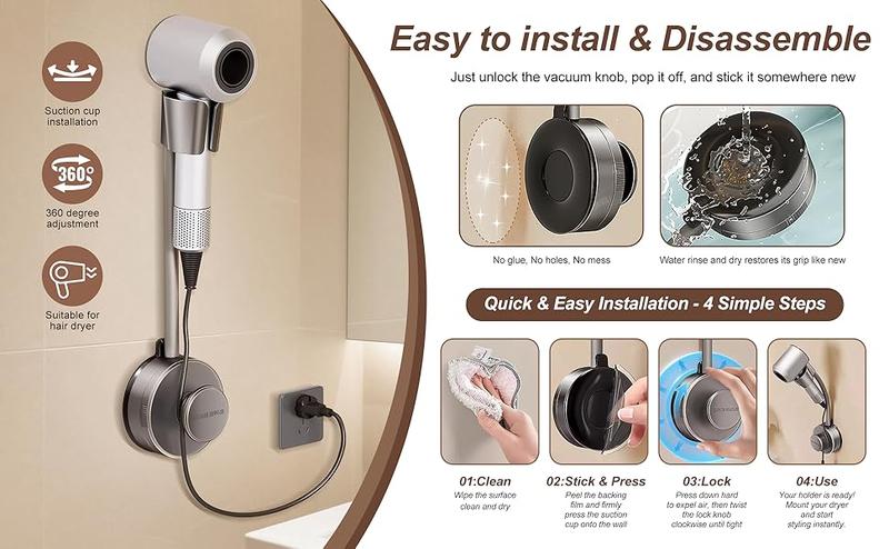 City Dry-Hair Dryer Stand Hands Free Wall, 360 Adjustable Hose Positionable Arm and strong adhesive Suction Cup Hair dryer storage rack for Mirror and Ceramic Tile City Dry-Hair Dryer Stand Hands Free Wall, 360 Adjustable Hose Positionable Arm and strong adhesive Suction Cup Hair dryer storage rack for Mirror and Ceramic Tile