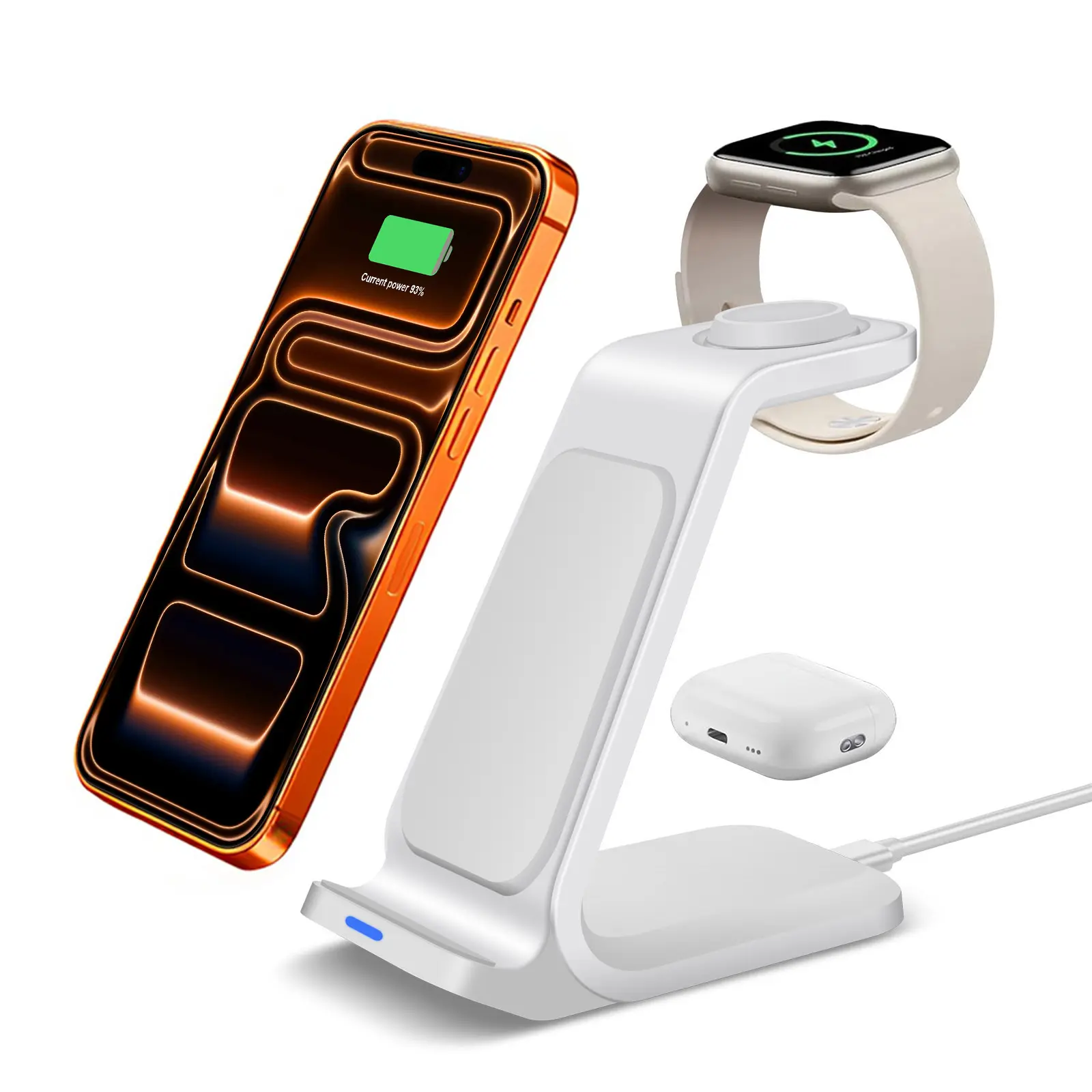 3 in 1 Wireless Charger Stand, 15W Fast Wireless Charging Station, Multi Phone Watch Earphone Charging Dock for iPhone 17 Pro Max 16 15 14 13 12 11 X & Apple Watch & AirPods