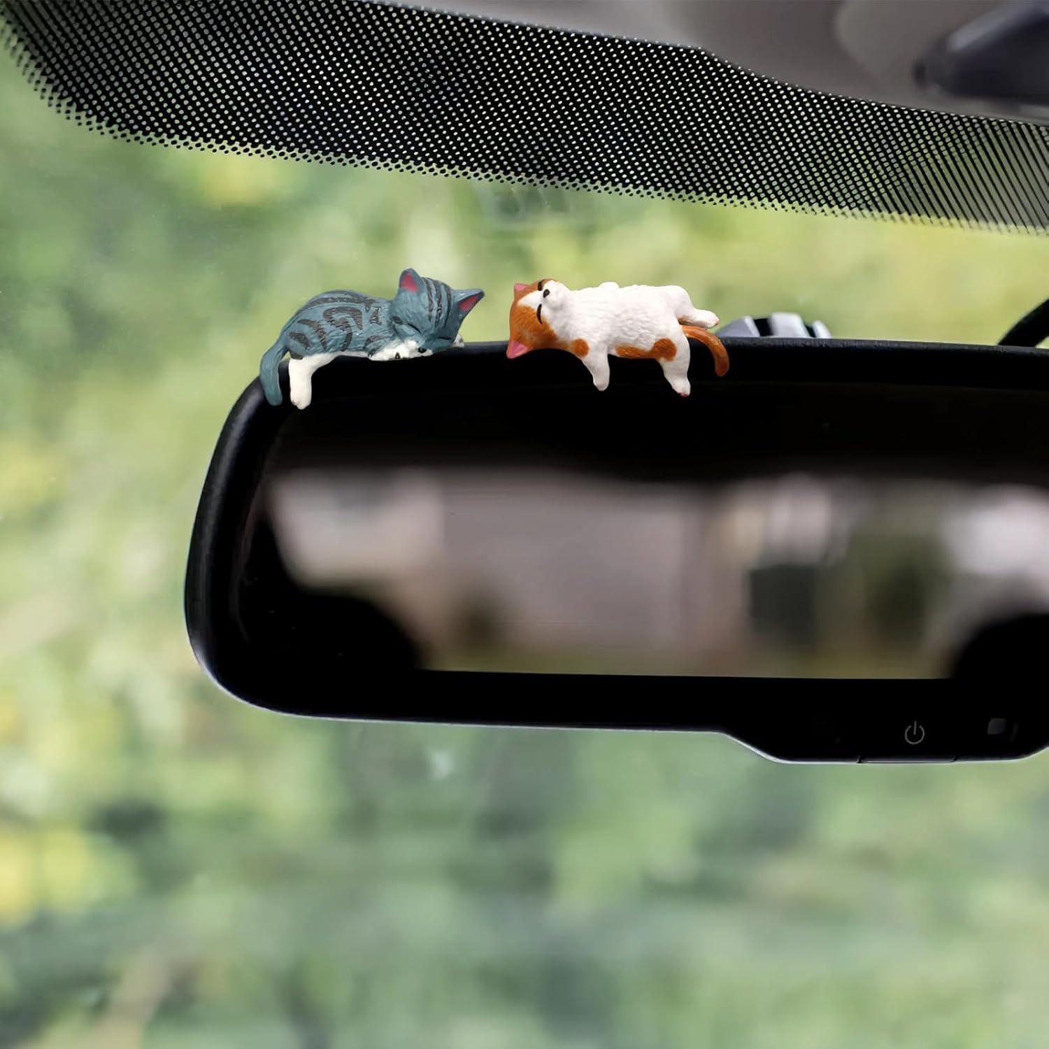 Mini Cat Desk Figurines 5 PCS Cute Multi Pose Kitty Ornaments Home Office Resin Decor Car Interior Decor Accessories for Home School Office Car