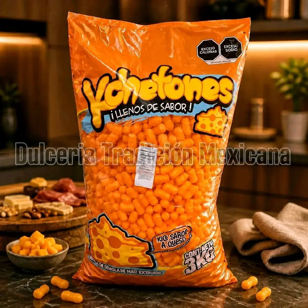 K_Chetones Snack, 3 kg Bag - Choose Your Favorite Flavor: Cheese or Chile