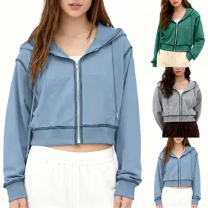 Mundoven Hoodies for Women Full Zip Up Cropped Sweatshirts Jackets Y2K Casual Comfy Gym Tops Fall Outfits Winter Clothes 2026 tiktokshopspringglowup