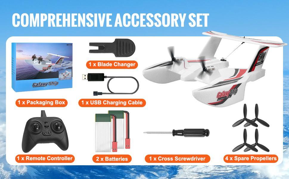 VEVOR RC Plane, TikTokShopBlackFriday, 2.4GHZ 3 Channel Remote Control Airplane with 6-Axis Gyro Stabilizer, Ready to Fly Amphibious Aircraft Plane Toy with 2 Batteries, Easy to Fly RC Glider for Adults Kids Beginners Boys