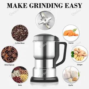 Quriov Electric Coffee and Grain Grinder 300W High-Power Tool for Summer Use, Multifunctional Food-Grade Fast Grinding Food Processor,
