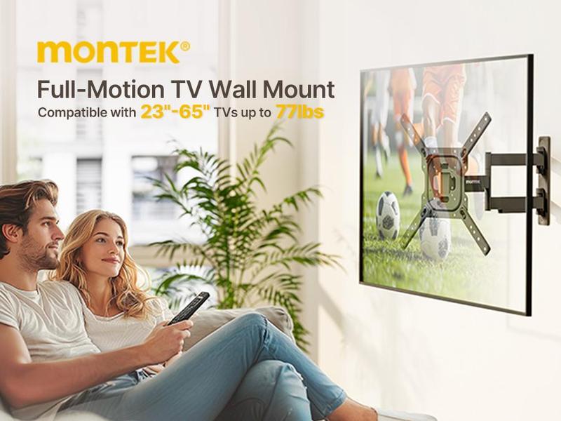 Full Motion TV Wall Mount for 13–95 Inch Flat & Curved TVs and Monitors, Swivel & Tilt Articulating Bracket, Holds up to 132 lbs, Perfect Center Design Adjustable